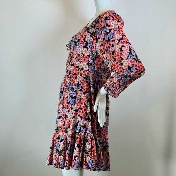 NWT BANJANAN Macaw Multicolor Billowy Lightweight Floral Mini Dress Size: Medium - Picture 4 of 9